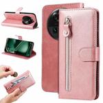 For OPPO Find X6 Calf Texture Zipper Leather Phone Case(Rose Gold)