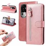 For OPPO Reno10 Fashion Calf Texture Zipper Leather Phone Case(Rose Gold)
