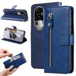 For OPPO Reno10 Fashion Calf Texture Zipper Leather Phone Case(Blue)