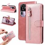 For OPPO Reno10 Pro+ Fashion Calf Texture Zipper Leather Phone Case(Rose Gold)