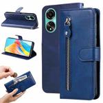 For OPPO A78 4G Fashion Calf Texture Zipper Leather Phone Case(Blue)