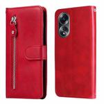For OPPO A58 4G Fashion Calf Texture Zipper Leather Phone Case(Red)