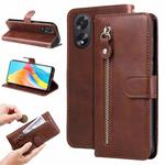 For OPPO A38 4G / A18 4G Global Fashion Calf Texture Zipper Leather Phone Case(Brown)