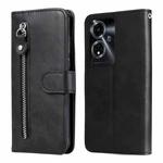 For OPPO A59 5G / A2m Fashion Calf Texture Zipper Leather Phone Case(Black)