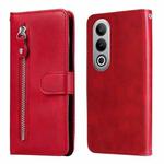 For OPPO K12 Fashion Calf Texture Zipper Leather Phone Case(Red)
