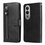 For OPPO K12 Fashion Calf Texture Zipper Leather Phone Case(Black)