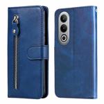 For OPPO K12 Fashion Calf Texture Zipper Leather Phone Case(Blue)