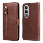 For OPPO K12 Fashion Calf Texture Zipper Leather Phone Case(Brown)