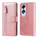 For OPPO A60 4G Global Fashion Calf Texture Zipper Leather Phone Case(Rose Gold)