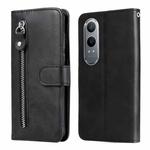 For OPPO K12x Fashion Calf Texture Zipper Leather Phone Case(Black)