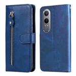 For OPPO K12x Fashion Calf Texture Zipper Leather Phone Case(Blue)