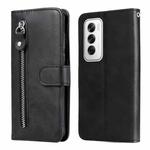 For OPPO Reno12 5G Global Fashion Calf Texture Zipper Leather Phone Case(Black)