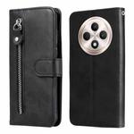 For OPPO Reno12 F 5G Global Fashion Calf Texture Zipper Leather Phone Case(Black)