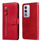 For OPPO A3 Pro 5G Global / India Fashion Calf Texture Zipper Leather Phone Case(Red)