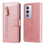 For OPPO A3 Pro 5G Global / India Fashion Calf Texture Zipper Leather Phone Case(Rose Gold)