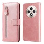 For OPPO Reno12 F 4G Fashion Calf Texture Zipper Leather Phone Case(Rose Gold)