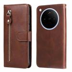 For OPPO Find X8 Fashion Calf Texture Zipper Leather Phone Case(Brown)