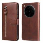For OPPO Find X8 Pro Fashion Calf Texture Zipper Leather Phone Case(Brown)