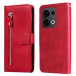 For OPPO Reno13 Global Fashion Calf Texture Zipper Leather Phone Case(Red)