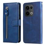 For OPPO Reno13 Global Fashion Calf Texture Zipper Leather Phone Case(Blue)