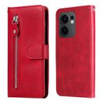 For OPPO Reno13 F 4G / 5G Fashion Calf Texture Zipper Leather Phone Case(Red)