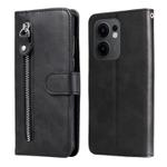 For OPPO Reno13 F 4G / 5G Fashion Calf Texture Zipper Leather Phone Case(Black)