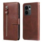 For OPPO Reno13 F 4G / 5G Fashion Calf Texture Zipper Leather Phone Case(Brown)