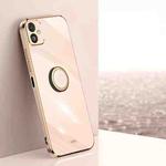 For Samsung Galaxy F14 5G XINLI Straight Edge 6D Electroplate TPU Phone Case with Ring Holder(Pink)