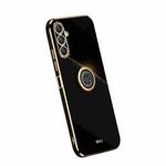 For Samsung Galaxy M34 5G XINLI Straight Edge 6D Electroplate TPU Phone Case with Ring Holder(Black)