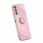 For Samsung Galaxy M34 5G XINLI Straight Edge 6D Electroplate TPU Phone Case with Ring Holder(Cherry Purple)