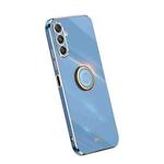 For Samsung Galaxy M34 5G XINLI Straight Edge 6D Electroplate TPU Phone Case with Ring Holder(Celestial Blue)