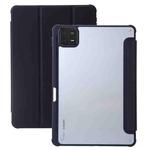 For Xiaomi Pad 6 3-Fold Clear Acrylic Leather Tablet Case(Dark Blue)