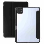 For Xiaomi Pad 6 3-Fold Clear Acrylic Leather Tablet Case(Black)