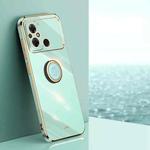 For Xiaomi Poco C55 4G XINLI Straight Edge 6D Electroplate TPU Phone Case with Ring Holder(Mint Green)