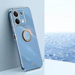 For Xiaomi Redmi Note 13 5G XINLI Straight Edge 6D Electroplate TPU Phone Case with Ring Holder(Celestial Blue)