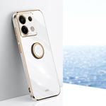 For Xiaomi Redmi Note 13 Pro XINLI Straight Edge 6D Electroplate TPU Phone Case with Ring Holder(White)