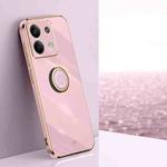 For Xiaomi Redmi Note 13 4G XINLI Straight Edge 6D Electroplate TPU Phone Case with Ring Holder(Cherry Purple)