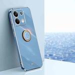 For Xiaomi Redmi Note 13 4G XINLI Straight Edge 6D Electroplate TPU Phone Case with Ring Holder(Celestial Blue)