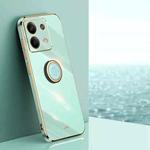 For Xiaomi Redmi Note 13 4G XINLI Straight Edge 6D Electroplate TPU Phone Case with Ring Holder(Mint Green)