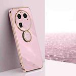 For OPPO Find X6 XINLI Straight Edge 6D Electroplate TPU Phone Case with Ring Holder(Cherry Purple)