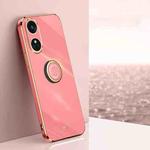 For OPPO Reno8 T 4G XINLI Straight Edge 6D Electroplate TPU Phone Case with Ring Holder(Hawthorn Red)