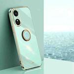 For OPPO Reno8 T 4G XINLI Straight Edge 6D Electroplate TPU Phone Case with Ring Holder(Mint Green)