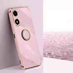 For OPPO A2X XINLI Straight Edge 6D Electroplate TPU Phone Case with Ring Holder(Cherry Purple)