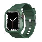Carbon Fiber TPU Integrated Watch Band For Apple Watch 8 45mm(Dark Green)