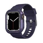 Carbon Fiber TPU Integrated Watch Band For Apple Watch 7 41mm(Dark Purple)