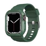 Carbon Fiber TPU Integrated Watch Band For Apple Watch 5 44mm(Dark Green)