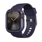 Carbon Fiber TPU Integrated Watch Band For Apple Watch Series 10 42mm(Dark Purple)