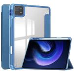 For Xiaomi Pad 6 / 6 Pro 3-fold Clear TPU Smart Leather Tablet Case(Blue)