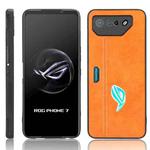 For Asus ROG Phone 7 Sewing Cow Pattern Skin PC + PU + TPU Phone Case(Orange)