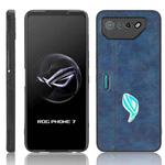 For Asus ROG Phone 7 Sewing Cow Pattern Skin PC + PU + TPU Phone Case(Blue)